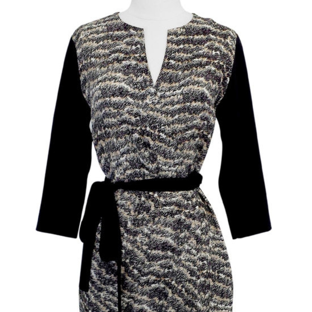 NWOT Rag & Bone Black & Tan Silk Wrap Dress